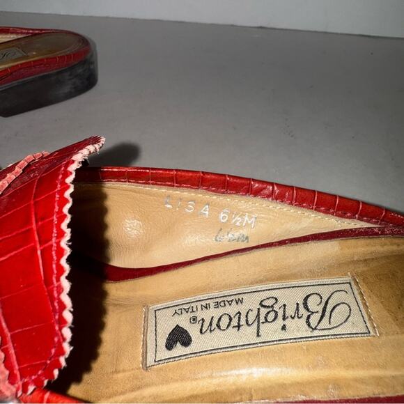 BRIGHTON  Red Women’s leather buckle detail Loafers 6.5 - Picture 3 of 4